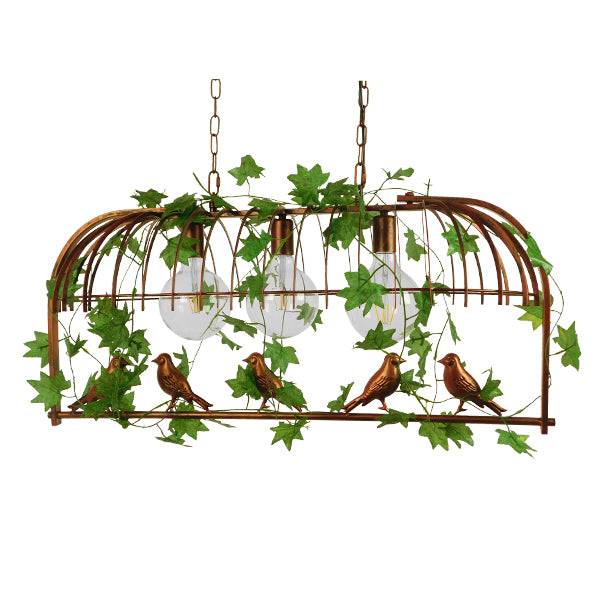 GloboStar® ARMONIA 01648 Vintage Industrial Κρεμαστό Φωτιστικό Οροφής Τρίφωτο Καφέ Σκουριά Μεταλλικό Πλέγμα Μ85.5 x Π37.5 x Y38cm - ledmania.gr