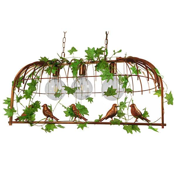 GloboStar® ARMONIA 01648 Vintage Industrial Κρεμαστό Φωτιστικό Οροφής Τρίφωτο Καφέ Σκουριά Μεταλλικό Πλέγμα Μ85.5 x Π37.5 x Y38cm - ledmania.gr