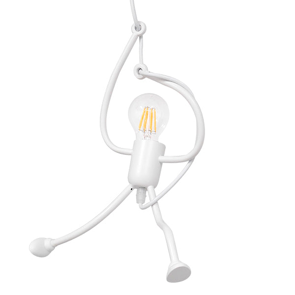 GloboStar® LITTLE MAN 01651 Μοντέρνο Κρεμαστό Φωτιστικό Οροφής Μονόφωτο Λευκό Μεταλλικό Φ20 x Υ40cm - ledmania.gr