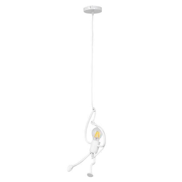 GloboStar® LITTLE MAN 01651 Μοντέρνο Κρεμαστό Φωτιστικό Οροφής Μονόφωτο Λευκό Μεταλλικό Φ20 x Υ40cm - ledmania.gr