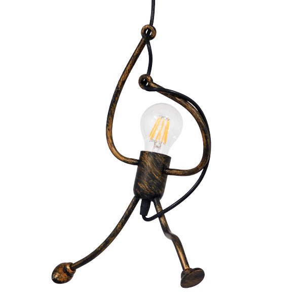 GloboStar® LITTLE MAN 01653 Μοντέρνο Κρεμαστό Φωτιστικό Οροφής Μονόφωτο Καφέ Σκουριά Μεταλλικό Φ20 x Υ40cm - ledmania.gr
