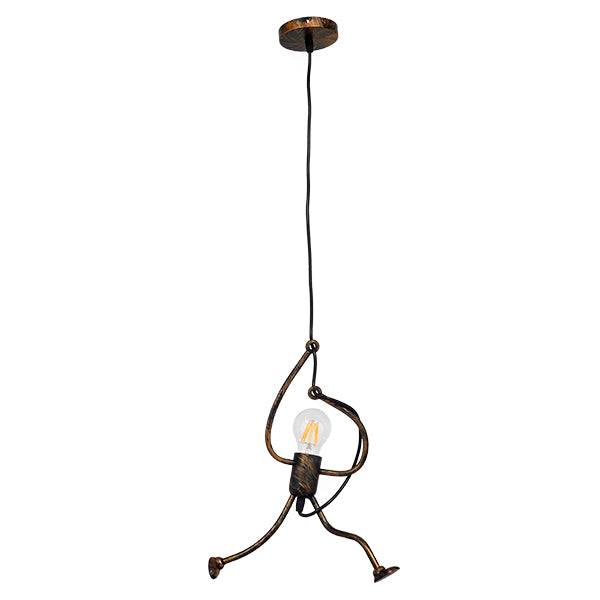 GloboStar® LITTLE MAN 01653 Μοντέρνο Κρεμαστό Φωτιστικό Οροφής Μονόφωτο Καφέ Σκουριά Μεταλλικό Φ20 x Υ40cm - ledmania.gr