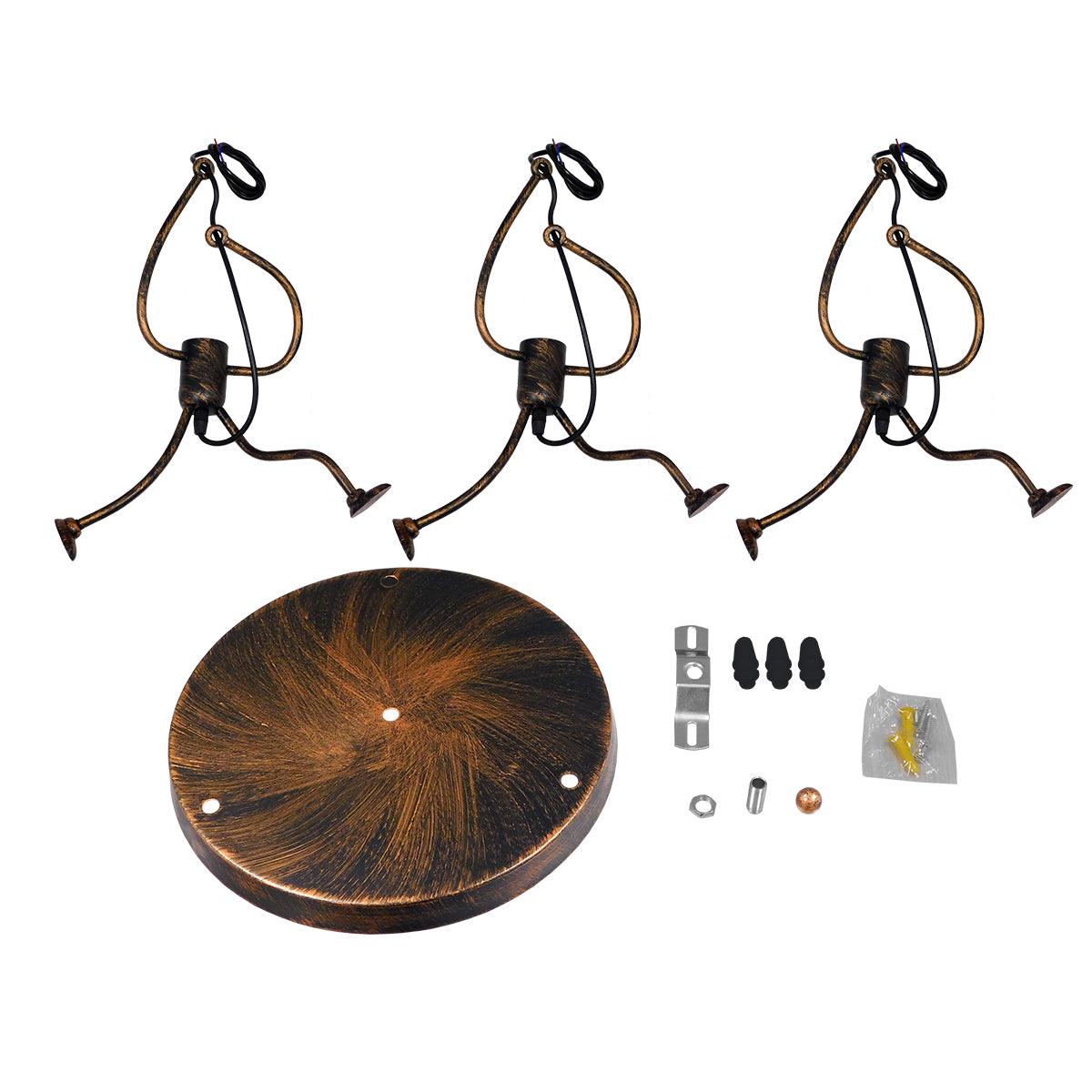 GloboStar® FIGURE 10001656 Μοντέρνο Κρεμαστό Παιδικό Φωτιστικό Οροφής Τρίφωτο Μπρούτζινο Μεταλλικό Φιγούρα Φ45 x Υ40cm - ledmania.gr