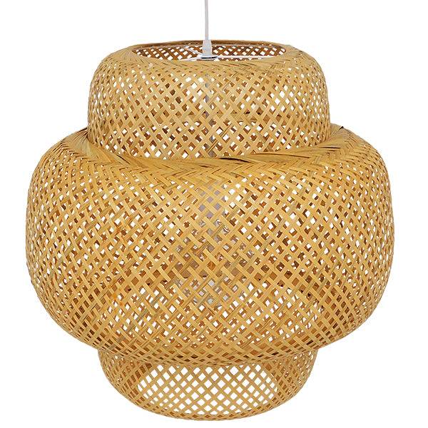 GloboStar® MALDIVES 01657 Vintage Κρεμαστό Φωτιστικό Οροφής Μονόφωτο Καφέ Ξύλινο Bamboo Φ56 x Υ54cm - ledmania.gr