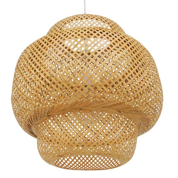 GloboStar® MALDIVES 01657 Vintage Κρεμαστό Φωτιστικό Οροφής Μονόφωτο Καφέ Ξύλινο Bamboo Φ56 x Υ54cm - ledmania.gr