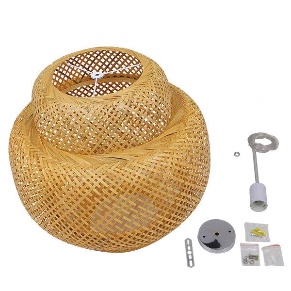 GloboStar® MALDIVES 01657 Vintage Κρεμαστό Φωτιστικό Οροφής Μονόφωτο Καφέ Ξύλινο Bamboo Φ56 x Υ54cm - ledmania.gr