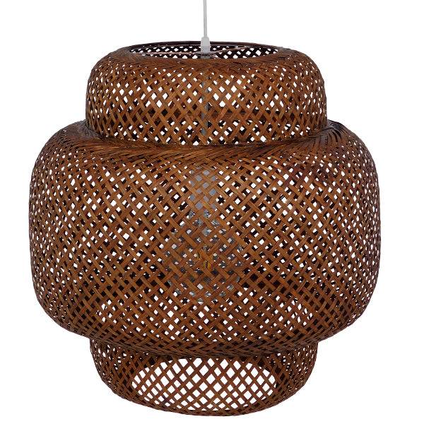 GloboStar® MALDIVES 01658 Vintage Κρεμαστό Φωτιστικό Οροφής Μονόφωτο Καφέ Σκούρο Ξύλινο Bamboo Φ56 x Υ54cm - ledmania.gr