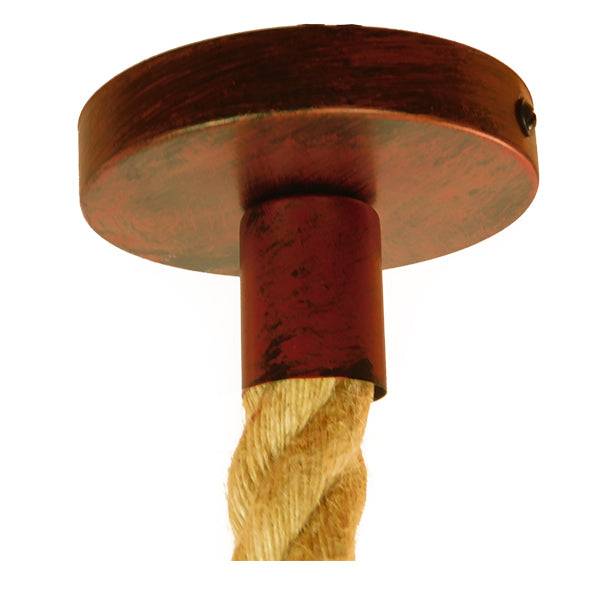 GloboStar® NEPETA 01660 Vintage Industrial Κρεμαστό Φωτιστικό Οροφής Μονόφωτο Πλέγμα Καφέ Σκουριά με Μπεζ Σχοινί Φ33 x Υ33cm - ledmania.gr