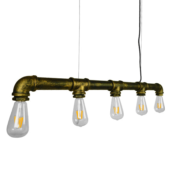 GloboStar® DUCT 01669 Vintage Industrial Κρεμαστό Φωτιστικό Οροφής Πολύφωτο Μπρούτζινο Μεταλλικό Ράγα Μ92 x Π5 x Y8cm - ledmania.gr