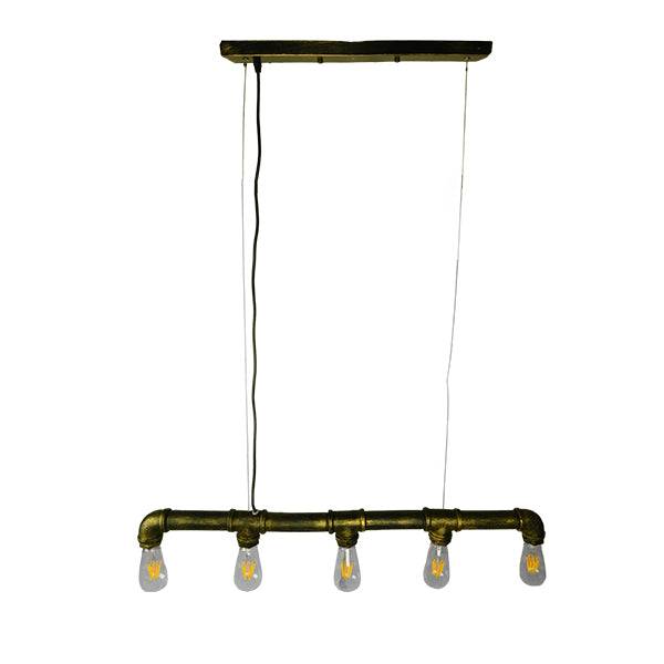 GloboStar® DUCT 01669 Vintage Industrial Κρεμαστό Φωτιστικό Οροφής Πολύφωτο Μπρούτζινο Μεταλλικό Ράγα Μ92 x Π5 x Y8cm - ledmania.gr
