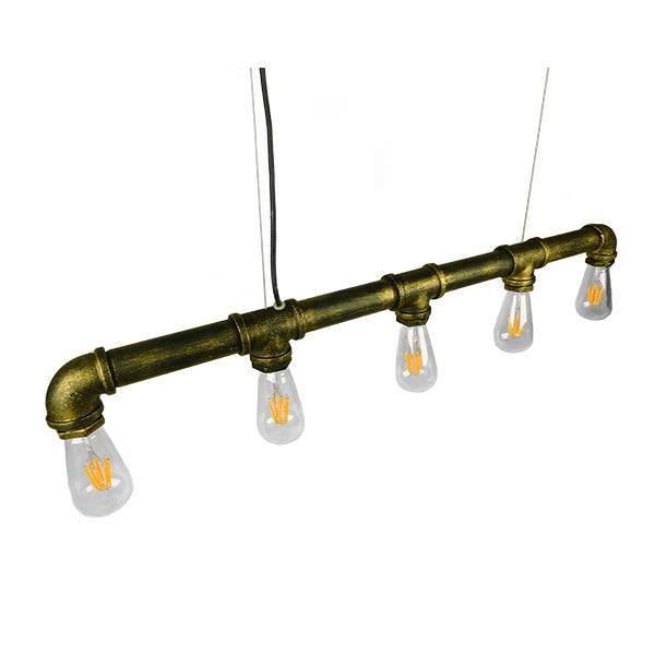 GloboStar® DUCT 01669 Vintage Industrial Κρεμαστό Φωτιστικό Οροφής Πολύφωτο Μπρούτζινο Μεταλλικό Ράγα Μ92 x Π5 x Y8cm - ledmania.gr