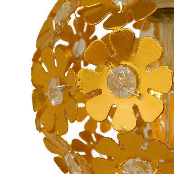 GloboStar® MARGARITA 01670 Μοντέρνο Κρεμαστό Φωτιστικό Οροφής Τρίφωτο Χρυσό Μεταλλικό με Κρύσταλλα Φ50 x Υ24cm - ledmania.gr