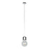 GloboStar® LAMP 01676 Μοντέρνο Κρεμαστό Φωτιστικό Οροφής Μονόφωτο Ασημί Νίκελ Μεταλλικό Διάφανο Γυαλί Φ15 x Υ27cm - ledmania.gr