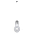 GloboStar® LAMP 01677 Μοντέρνο Κρεμαστό Φωτιστικό Οροφής Μονόφωτο Ασημί Νίκελ Μεταλλικό Διάφανο Γυαλί Φ30 x Υ52cm - ledmania.gr