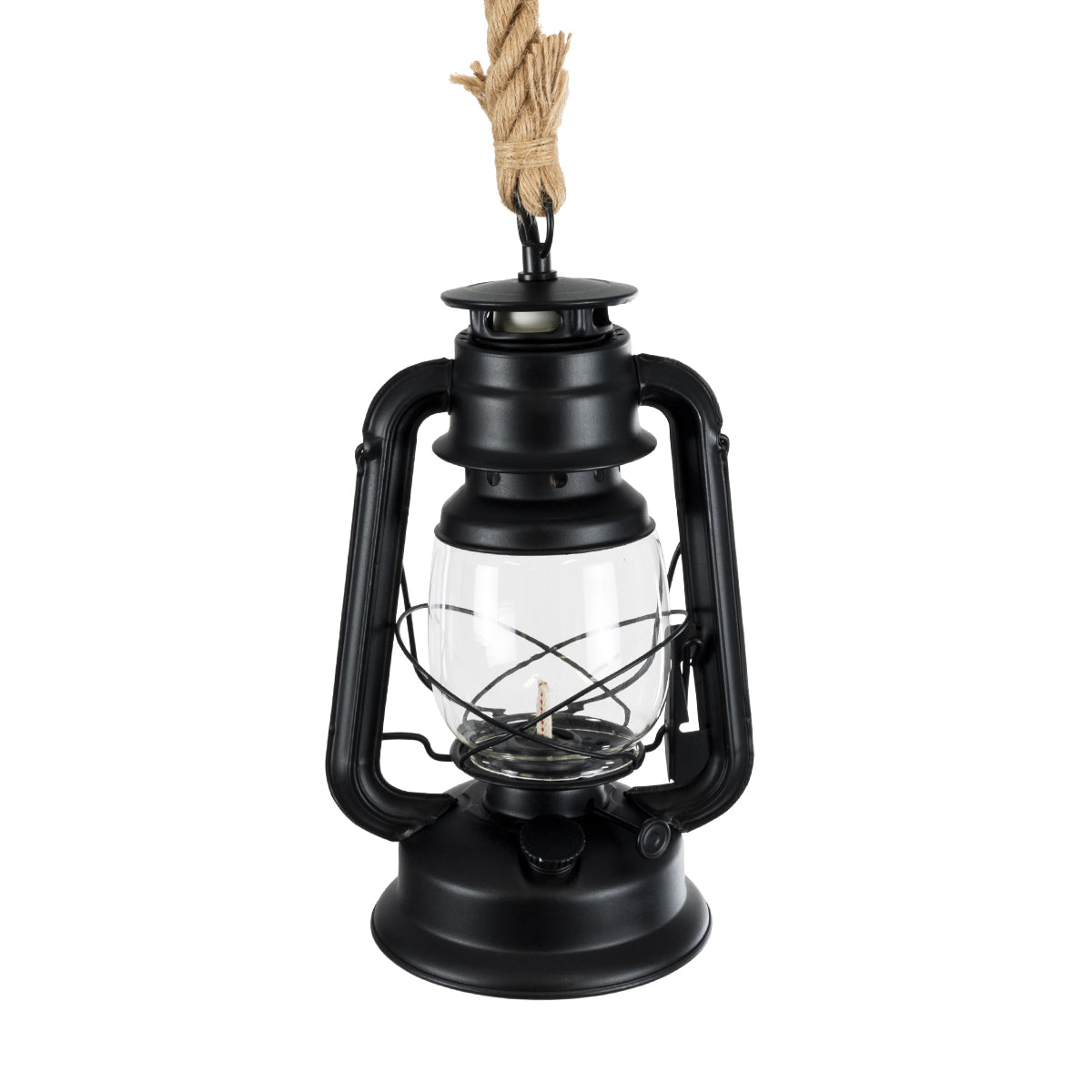 GloboStar® BARBAROSSA 01704 Vintage Κρεμαστό Φωτιστικό Οροφής Μονόφωτο 1 x E27 AC220-240V IP20 - Φ18 x Υ28cm - Μαύρο Μεταλλικό με Διάφανο Γυαλί και Ανάρτηση Σχοινί Τριχιάς - 5 Χρόνια Εγγύηση - ledmania.gr