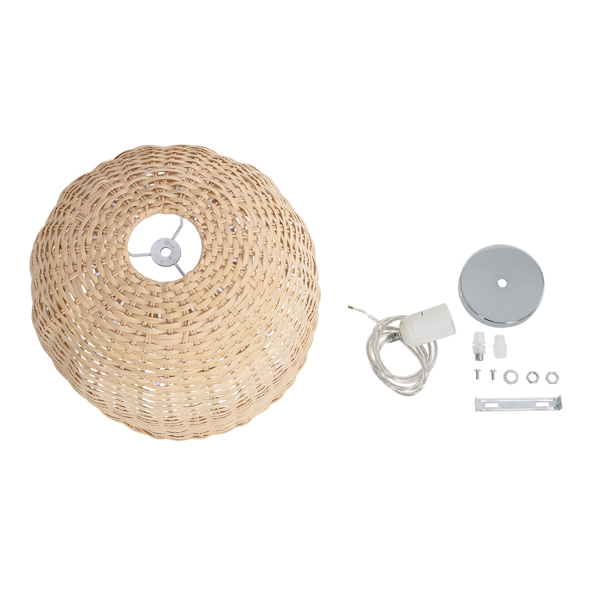 GloboStar® BERMUDA 01708 Μοντέρνο Κρεμαστό Φωτιστικό Οροφής Μονόφωτο 1 x E27 Μπεζ Μπαμπού Καμπάνα D31 x H22cm - ledmania.gr
