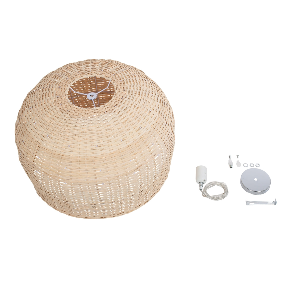 GloboStar® BERMUDA 01709 Μοντέρνο Κρεμαστό Φωτιστικό Οροφής Μονόφωτο 1 x E27 Μπεζ Μπαμπού Καμπάνα D50 x H34cm - ledmania.gr