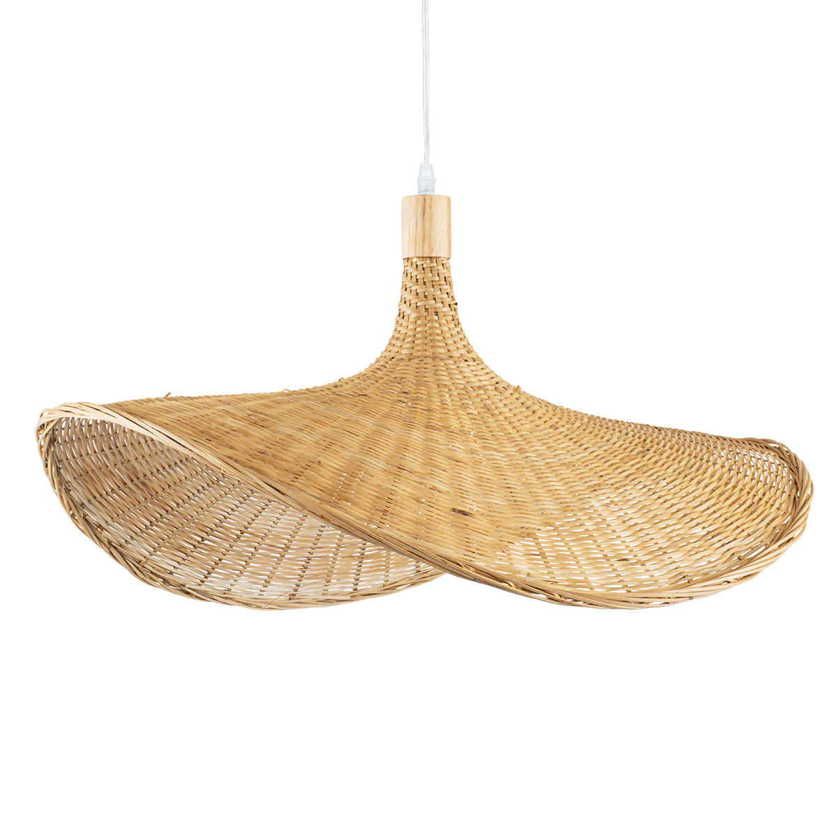 GloboStar® CUBA 01721 Vintage Κρεμαστό Φωτιστικό Οροφής Μονόφωτο 1 x E27 Μπεζ Ξύλινο Μπαμπού Φ63 x Y32cm - ledmania.gr