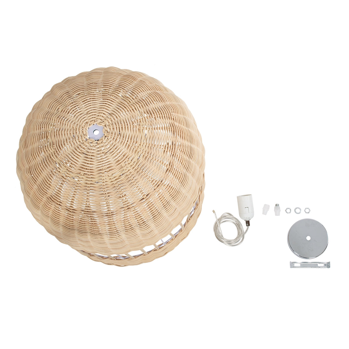 GloboStar® LUCIA 01725 Μοντέρνο Κρεμαστό Φωτιστικό Οροφής Μονόφωτο 1 x E27 Μπεζ Μπαμπού Καμπάνα D40 x H34cm - ledmania.gr