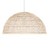 GloboStar® CANARY 01728 Μοντέρνο Κρεμαστό Φωτιστικό Οροφής Μονόφωτο 1 x E27 Μπεζ Μπαμπού Καμπάνα D60 x H29cm - ledmania.gr