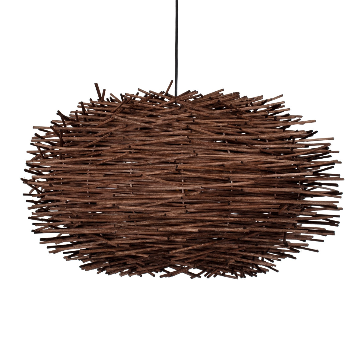 GloboStar® MINORCA 01734 Μοντέρνο Κρεμαστό Φωτιστικό Οροφής Μονόφωτο 1 x E27 Καφέ Μπαμπού Καμπάνα D60 x H35cm - ledmania.gr