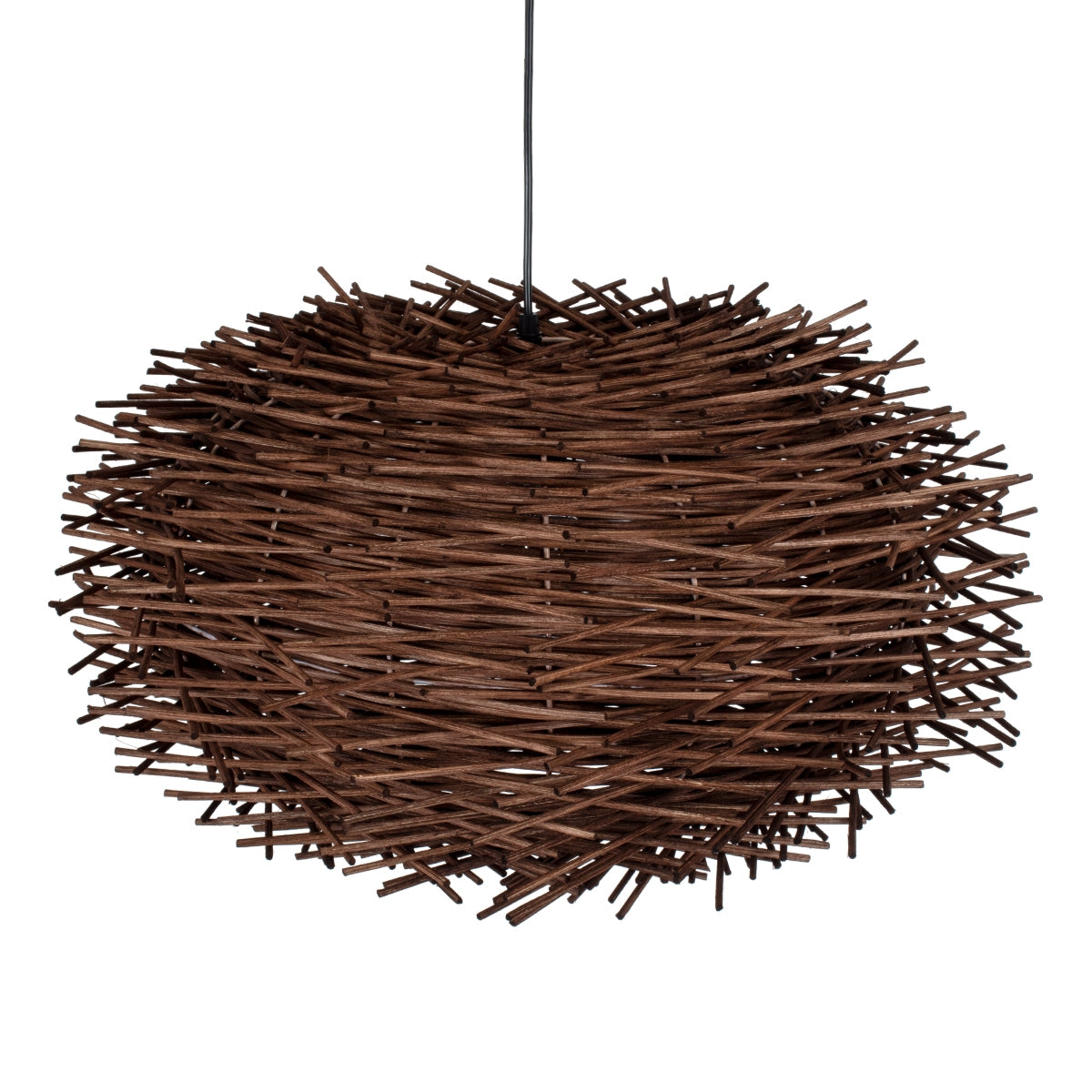 GloboStar® MINORCA 01734 Μοντέρνο Κρεμαστό Φωτιστικό Οροφής Μονόφωτο 1 x E27 Καφέ Μπαμπού Καμπάνα D60 x H35cm - ledmania.gr