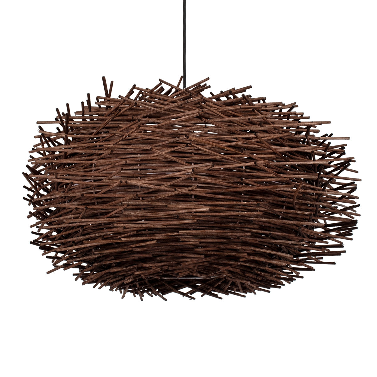 GloboStar® MINORCA 01734 Μοντέρνο Κρεμαστό Φωτιστικό Οροφής Μονόφωτο 1 x E27 Καφέ Μπαμπού Καμπάνα D60 x H35cm - ledmania.gr