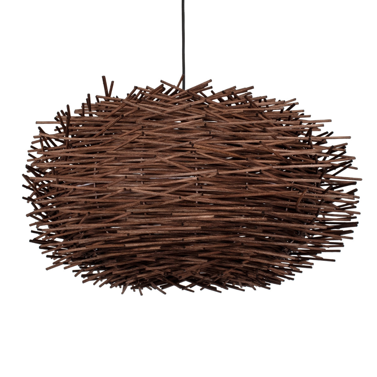 GloboStar® MINORCA 01734 Μοντέρνο Κρεμαστό Φωτιστικό Οροφής Μονόφωτο 1 x E27 Καφέ Μπαμπού Καμπάνα D60 x H35cm - ledmania.gr