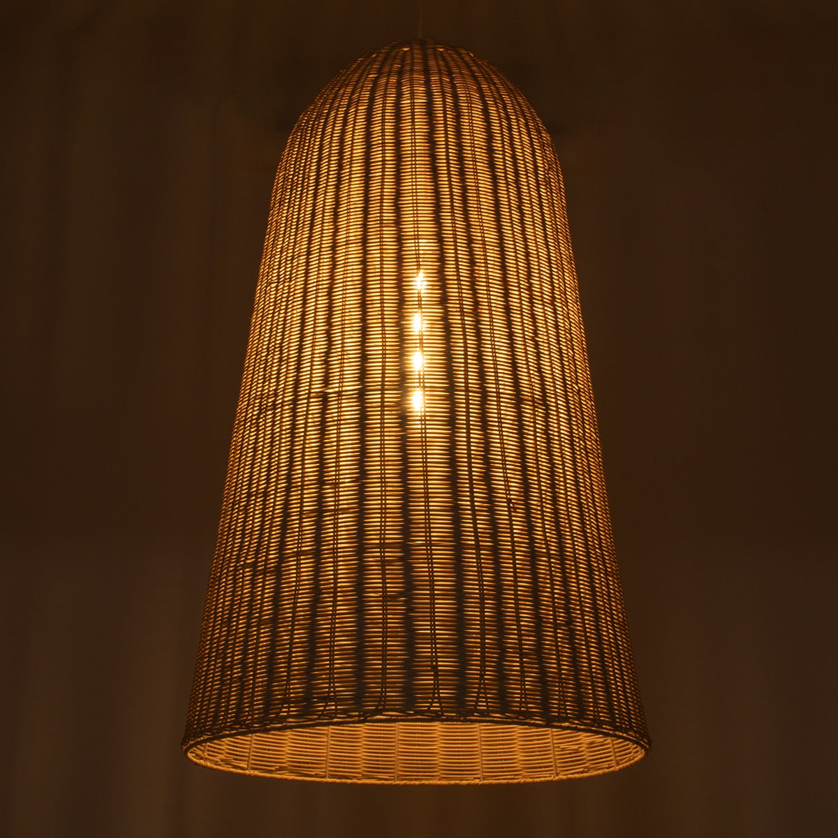GloboStar® FAROL 01746 Μοντέρνο Κρεμαστό Φωτιστικό Οροφής Μονόφωτο 1 x E27 Μπεζ Μπαμπού Καμπάνα D60 x H100cm - ledmania.gr