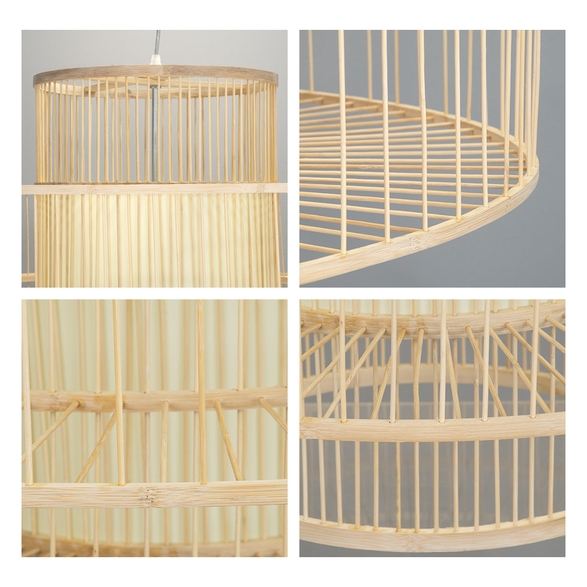 GloboStar® ARMONA 01780 Μοντέρνο Κρεμαστό Φωτιστικό Οροφής Μονόφωτο 1 x E27 Μπεζ Μπαμπού Πλέγμα D100 x H100cm - ledmania.gr