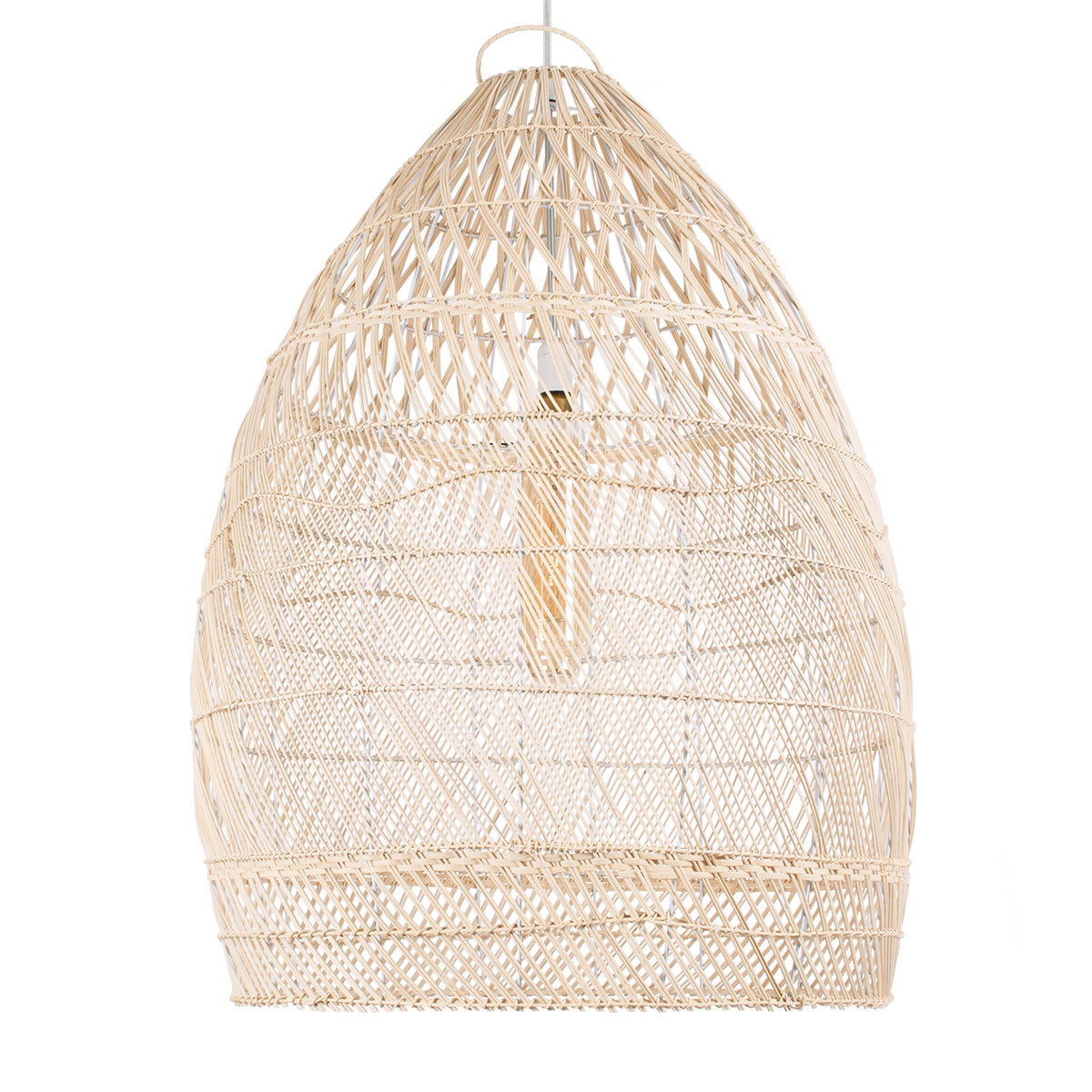 GloboStar® MALIBU 01811 Μοντέρνο Κρεμαστό Φωτιστικό Οροφής Μονόφωτο 1 x E27 Μπεζ Μπαμπού Καμπάνα D76 x H100cm - ledmania.gr