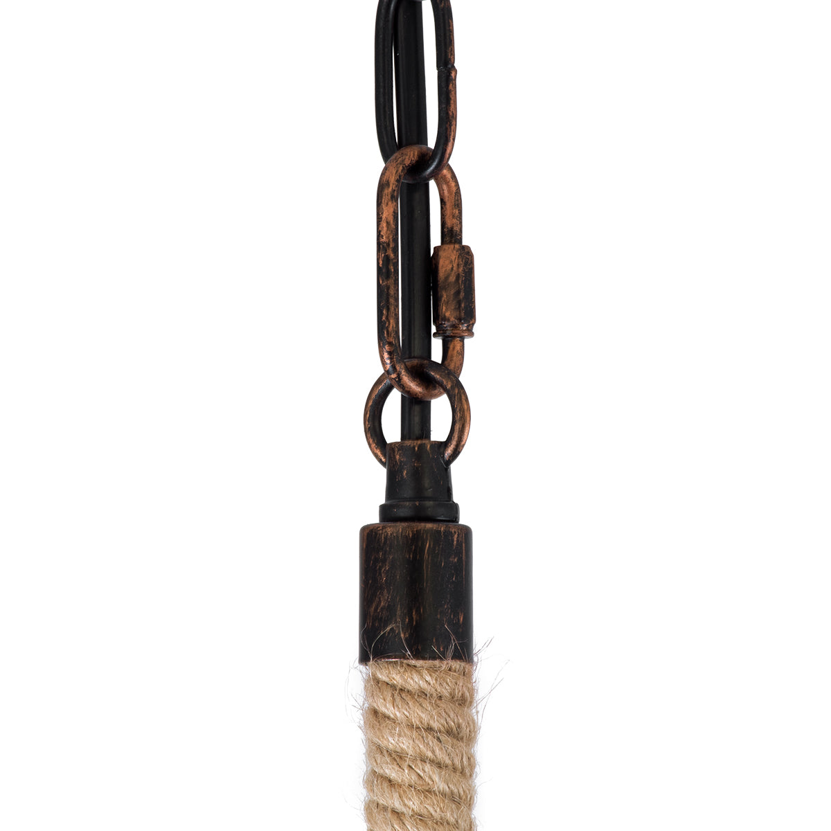 GloboStar® FRAISE 01814 Vintage Κρεμαστό Φωτιστικό Οροφής Μονόφωτο 1 x E27 Καφέ Σκουριά Μεταλλικό με Μπεζ Σχοινί Μ32 x Π4 x Υ32cm - ledmania.gr