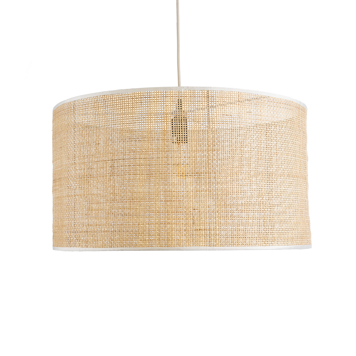 GloboStar® YOTTO 01822 Boho Κρεμαστό Φωτιστικό Οροφής Μονόφωτο 1 x E27 AC220-240V IP20 - Φ55 x Υ30cm - Μπεζ Μπαμπού Πλέγμα - 5 Χρόνια Εγγύηση - ledmania.gr