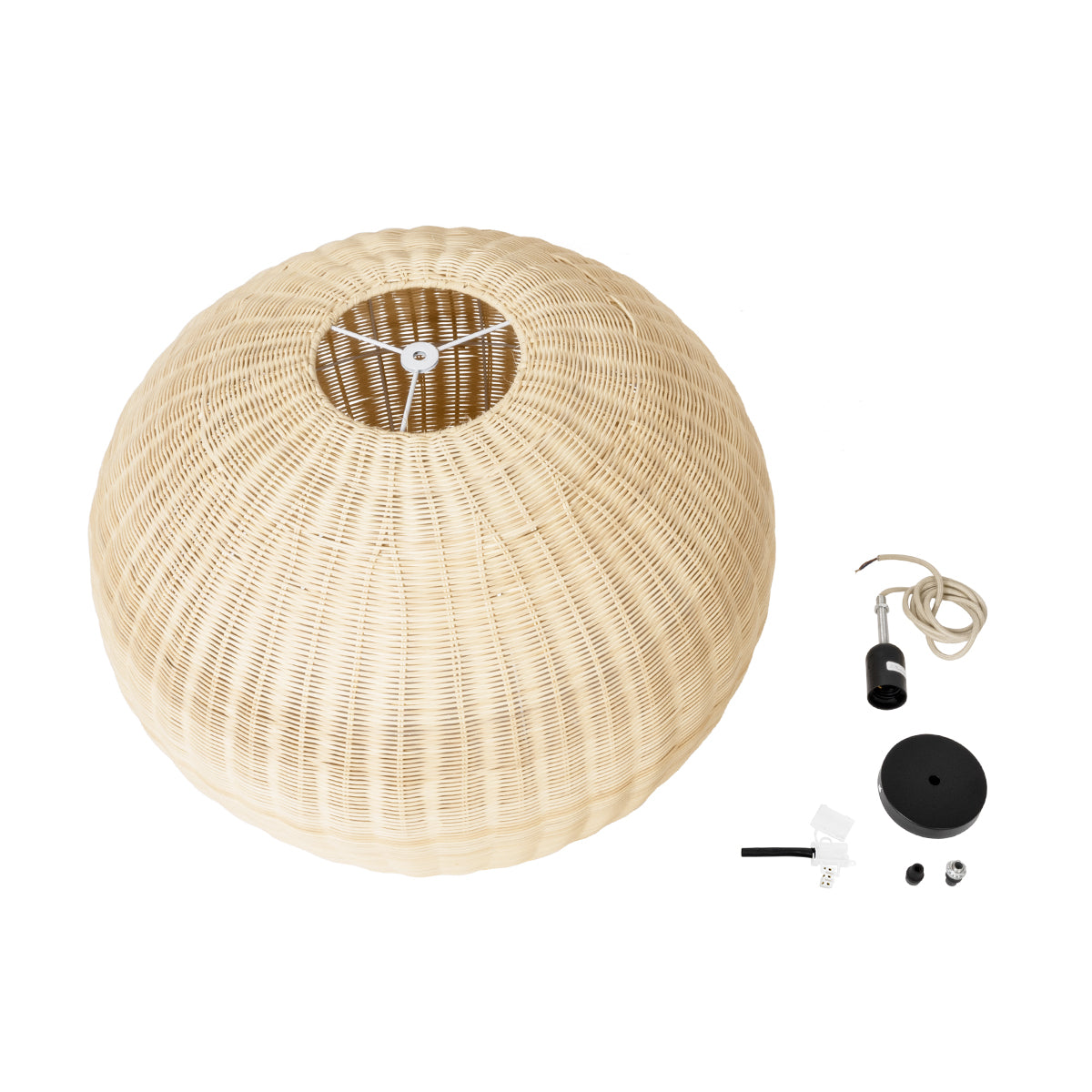 GloboStar® RAITO 01825 Boho Κρεμαστό Φωτιστικό Οροφής Μονόφωτο 1 x E27 AC220-240V IP20 - Φ60 x Υ40cm - Μπεζ Ξύλινο Μπαμπού Πλέγμα Καμπάνα - 5 Χρόνια Εγγύηση - ledmania.gr