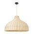 GloboStar® AFURU 01828 Boho Κρεμαστό Φωτιστικό Οροφής Μονόφωτο 1 x E27 AC220-240V IP20 - Φ60 x Υ40cm - Μπεζ Ξύλινο Μπαμπού Πλέγμα Καμπάνα - 5 Χρόνια Εγγύηση - ledmania.gr