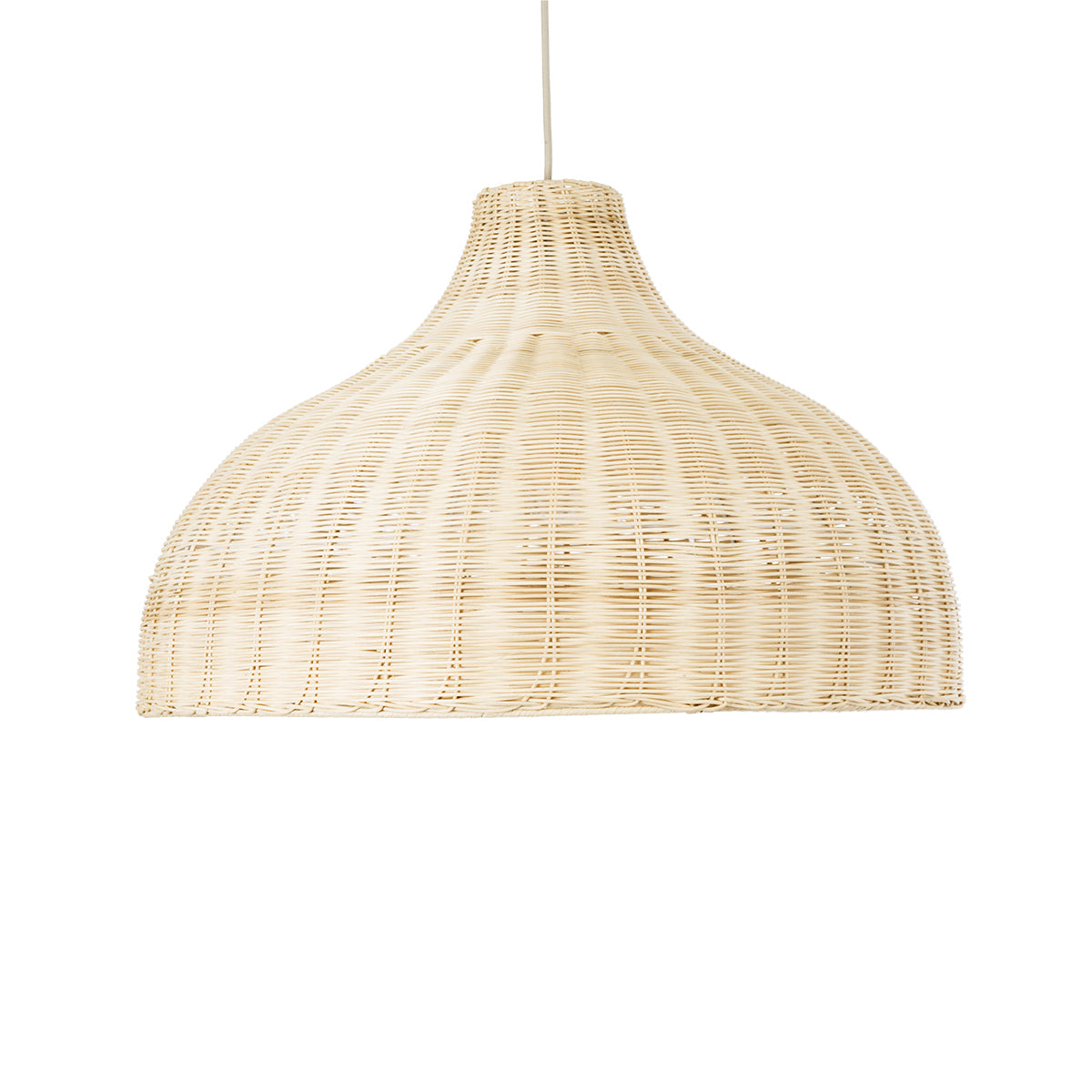 GloboStar® AFURU 01828 Boho Κρεμαστό Φωτιστικό Οροφής Μονόφωτο 1 x E27 AC220-240V IP20 - Φ60 x Υ40cm - Μπεζ Ξύλινο Μπαμπού Πλέγμα Καμπάνα - 5 Χρόνια Εγγύηση - ledmania.gr
