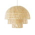 GloboStar® HIROKA 01836 Boho Κρεμαστό Φωτιστικό Οροφής Μονόφωτο 1 x E27 AC220-240V IP20 - Φ60 x Υ50cm - Μπεζ Ξύλινο Μπαμπού Πλέγμα - 5 Χρόνια Εγγύηση - ledmania.gr