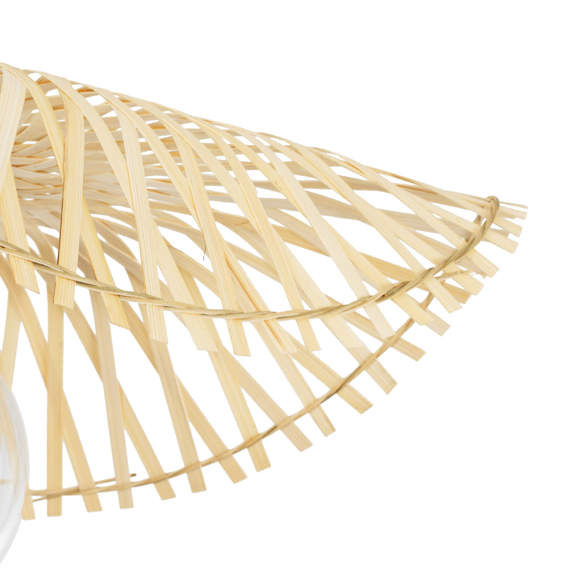 GloboStar® MELEMELE 01839 Boho Κρεμαστό Φωτιστικό Οροφής Μονόφωτο 1 x E27 AC220-240V IP20 - Φ35 x Υ4cm - Μπεζ Ξύλινο Μπαμπού Πλέγμα - 5 Χρόνια Εγγύηση - ledmania.gr
