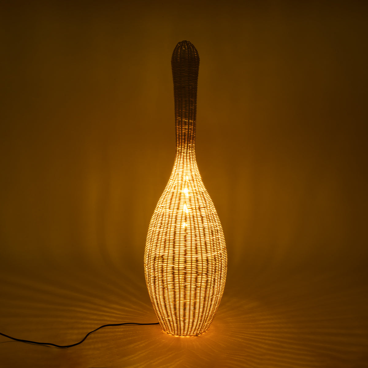 GloboStar® PARADIS 01843 Boho Επιδαπέδιο Φωτιστικό Μονόφωτο 1 x E27 AC220-240V IP20 - Φ30 x Υ100cm - Μπεζ Ξύλινο Ρατάν Πλέγμα - 5 Χρόνια Εγγύηση - ledmania.gr