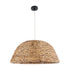 GloboStar® MANGATA 01847 Boho Κρεμαστό Φωτιστικό Οροφής Μονόφωτο 1 x E27 AC220-240V IP20 - Φ60 x Υ28cm - Μπεζ Καφέ Ξύλινο Μπαμπού Πλέγμα Καμπάνα - 5 Χρόνια Εγγύηση - ledmania.gr
