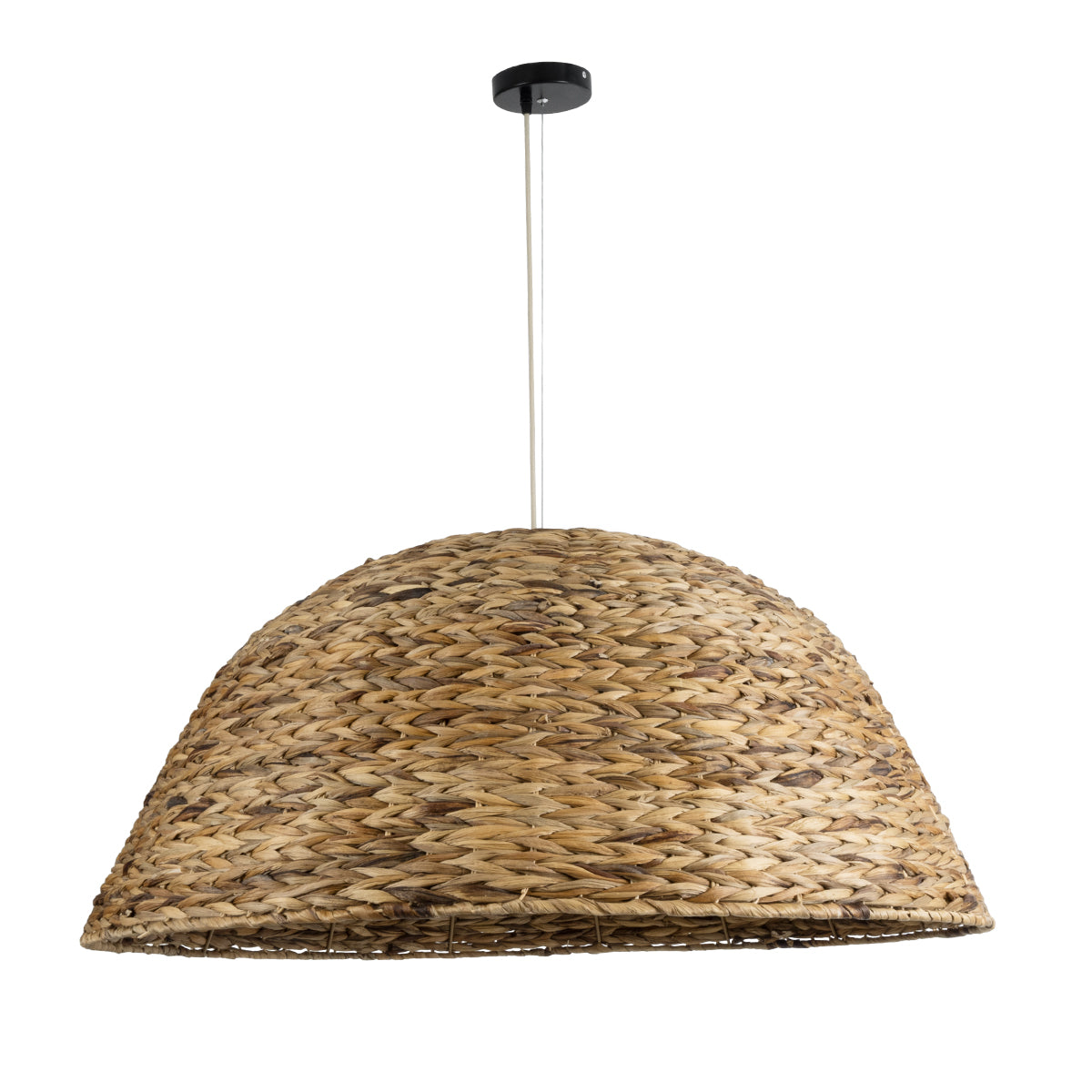 GloboStar® MANGATA 01848 Boho Κρεμαστό Φωτιστικό Οροφής Μονόφωτο 1 x E27 AC220-240V IP20 - Φ90 x Υ40cm - Καφέ Ξύλινο Μπαμπού Πλέγμα Καμπάνα - 5 Χρόνια Εγγύηση - ledmania.gr