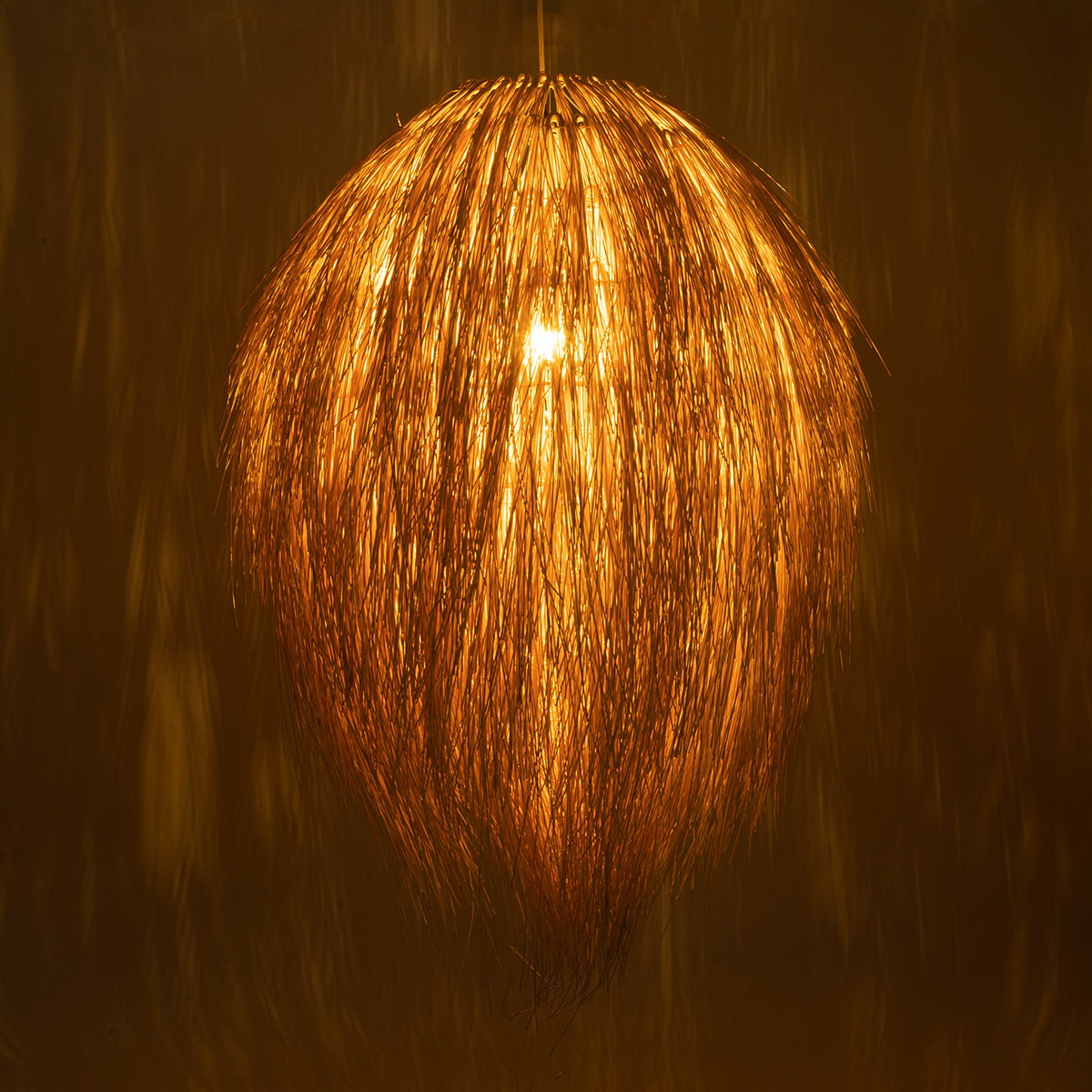 GloboStar® ARCHIPELAGO 01913 Boho Κρεμαστό Φωτιστικό Οροφής Μονόφωτο 1 x E27 AC220-240V IP20 - Φ80 x Υ100cm - Μπεζ Ξύλινο Πλέγμα - 5 Χρόνια Εγγύηση - ledmania.gr