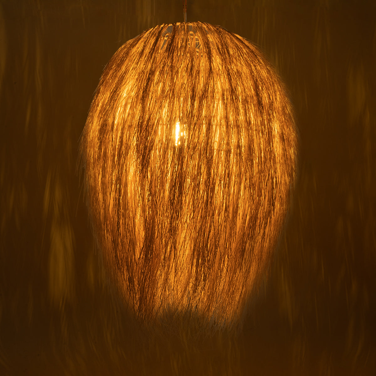 GloboStar® ARCHIPELAGO 01914 Boho Κρεμαστό Φωτιστικό Οροφής Μονόφωτο 1 x E27 AC220-240V IP20 - Φ120 x Υ140cm - Μπεζ Ξύλινο Πλέγμα - 5 Χρόνια Εγγύηση - ledmania.gr