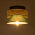 GloboStar® SAIGE 01915 Boho Κρεμαστό Φωτιστικό Οροφής Μονόφωτο 1 x E27 AC220-240V IP20 - Φ30 x Υ22cm - Μπεζ Μπαμπού Πλέγμα με Πράσινο και Μαύρο Υφασμάτινο Καπέλο - 5 Χρόνια Εγγύηση - ledmania.gr