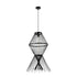 GloboStar® YOSHI 01929 Boho Κρεμαστό Φωτιστικό Οροφής Μονόφωτο 1 x E27 AC220-240V IP20 - Φ35 x Υ60cm - Μαύρο Ξύλινο Πλέγμα - 5 Χρόνια Εγγύηση - ledmania.gr