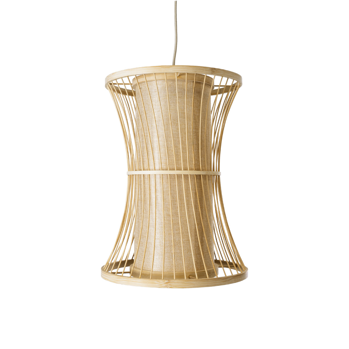 GloboStar® TIKI 01932 Boho Κρεμαστό Φωτιστικό Οροφής Μονόφωτο 1 x E27 AC220-240V IP20 - Φ30 x Υ40cm - Μπεζ Ξύλινο Πλέγμα - 5 Years Warranty - ledmania.gr