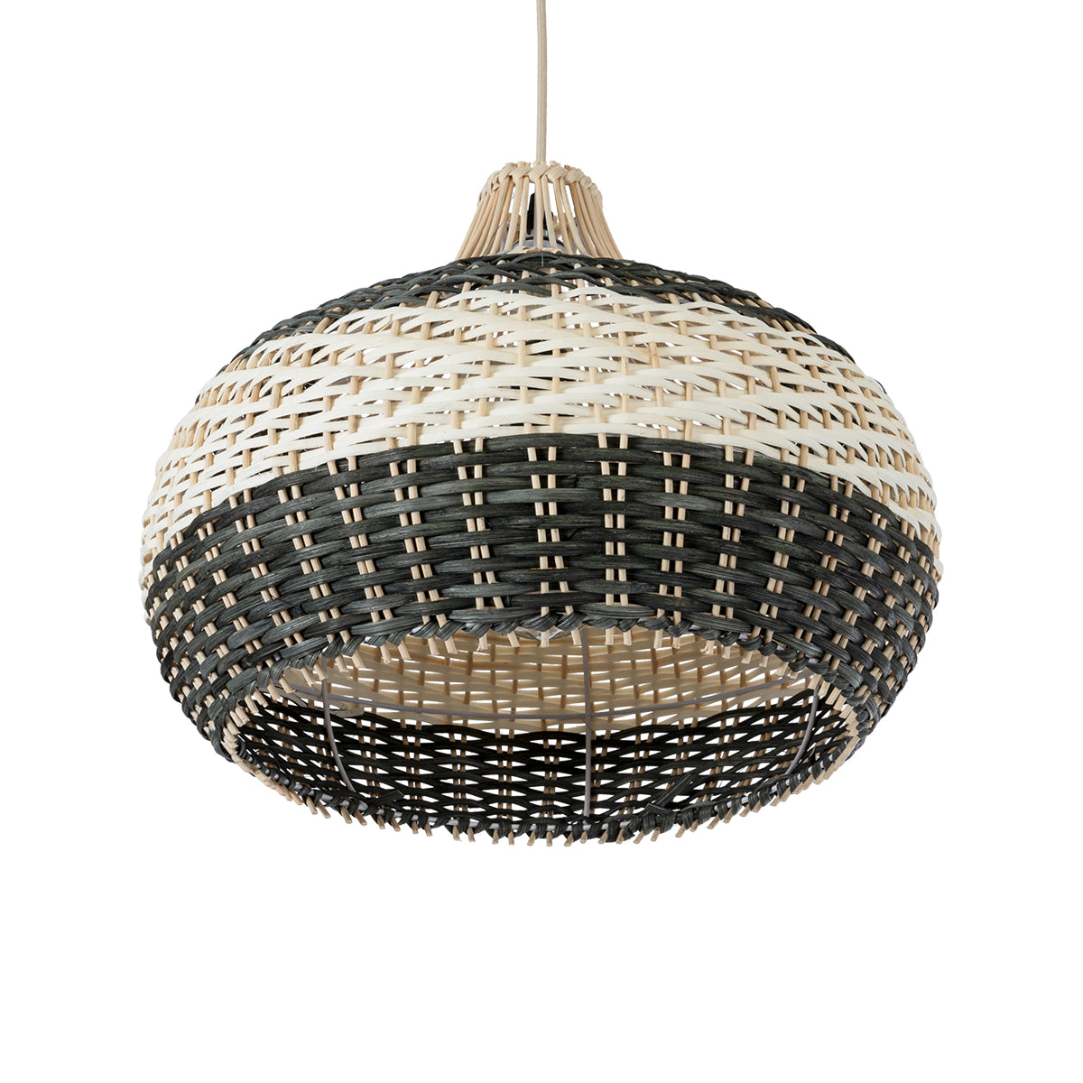 GloboStar® BARBADOS 01946 Boho Κρεμαστό Φωτιστικό Οροφής Μονόφωτο 1 x E27 AC220-240V IP20 - Φ40 x Υ34cm - Μπεζ - Χακί Ξύλινο Πλέγμα Καμπάνα - 5 Χρόνια Εγγύηση - ledmania.gr