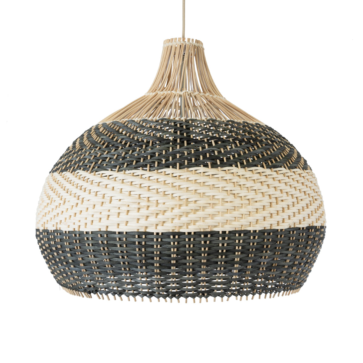 GloboStar® BARBADOS 01947 Boho Κρεμαστό Φωτιστικό Οροφής Μονόφωτο 1 x E27 AC220-240V IP20 - Φ60 x Υ60cm - Μπεζ - Χακί Ξύλινο Πλέγμα Καμπάνα - 5 Χρόνια Εγγύηση - ledmania.gr