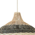 GloboStar® BARBADOS 01947 Boho Κρεμαστό Φωτιστικό Οροφής Μονόφωτο 1 x E27 AC220-240V IP20 - Φ60 x Υ60cm - Μπεζ - Χακί Ξύλινο Πλέγμα Καμπάνα - 5 Χρόνια Εγγύηση - ledmania.gr