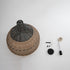 GloboStar® SEYCHELLES 01949 Boho Κρεμαστό Φωτιστικό Οροφής Μονόφωτο 1 x E27 AC220-240V IP20 - Φ60 x Υ60cm - Μπεζ Καφέ - Χακί Ξύλινο Πλέγμα Καμπάνα - 5 Χρόνια Εγγύηση - ledmania.gr